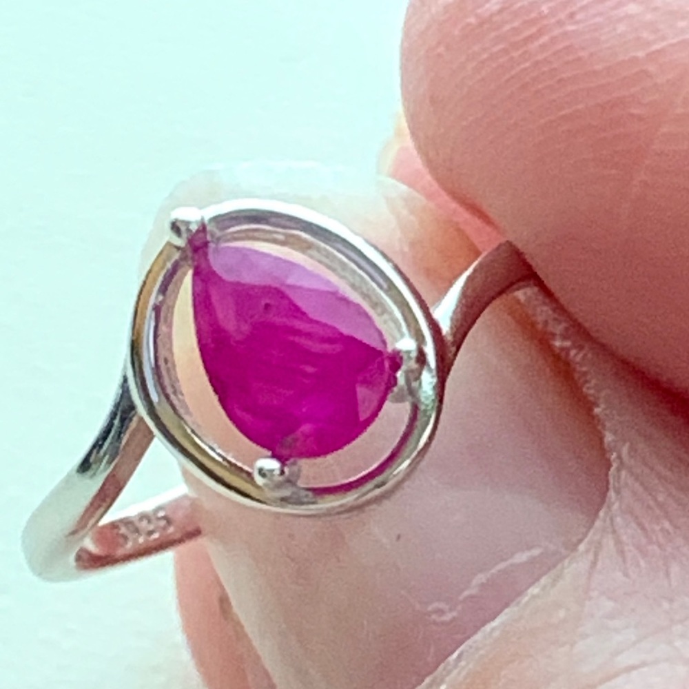 Vintage Natural Ruby 925 Silver Ring - image 5